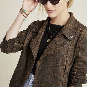 Anthropologie Marrakech Marni Leopard Moto Jacket  Size XS
